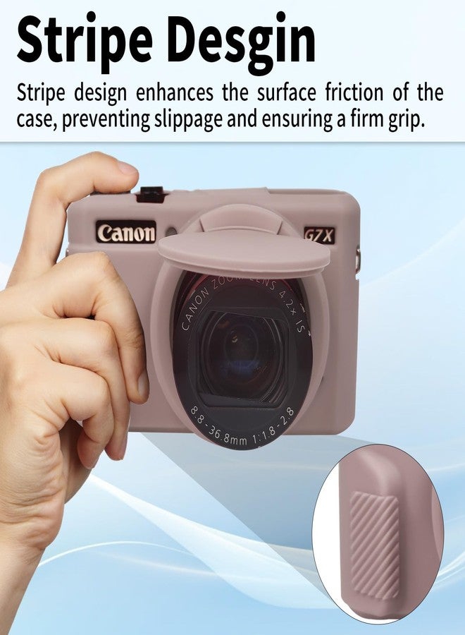 إيزي هود جراب G7X Mark II، جراب واقٍ لكاميرا كانون باور شوت G7X Mark II الرقمية، غطاء عدسة قابل للإزالة، غطاء سيليكون ناعم، غطاء كاميرا مطاطي واقٍ للجسم - رمادي - Image 4